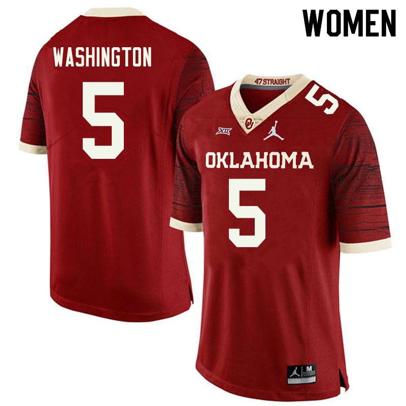 Jordan Brand Women #5 Woodi Washington Oklahoma Sooners College Football Jerseys Sale-Retro - Click Image to Close
